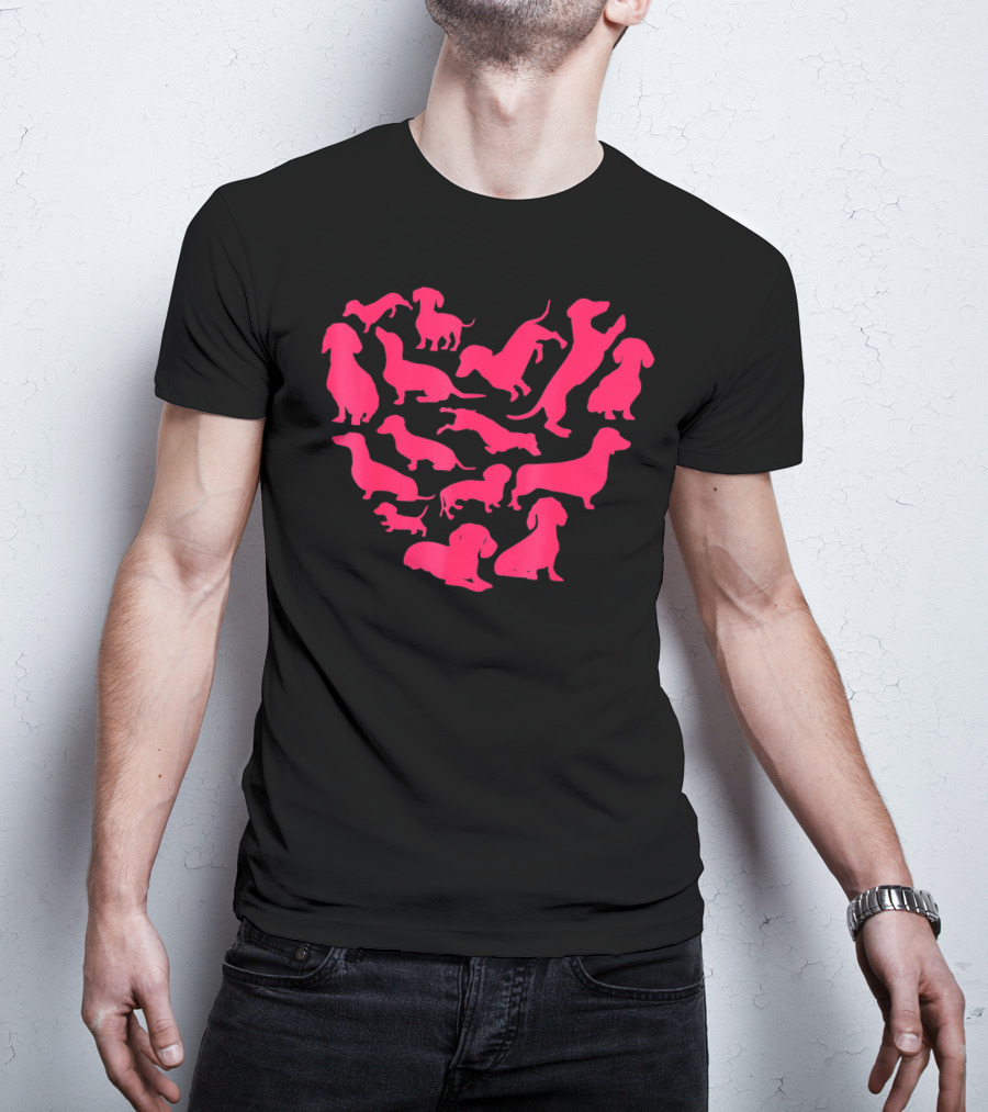 Dachshund Valentines Day Sausage Dog Lover Heart T-Shirt