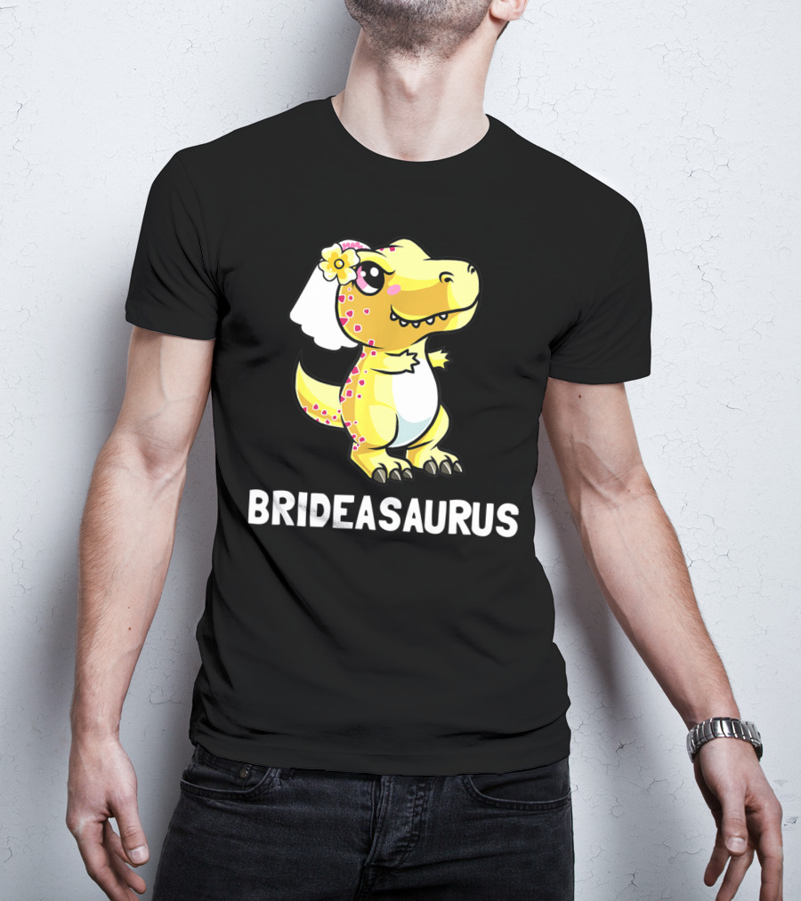 Bridesaurus Dinosaur Wedding Bride In Veil T-Shirt