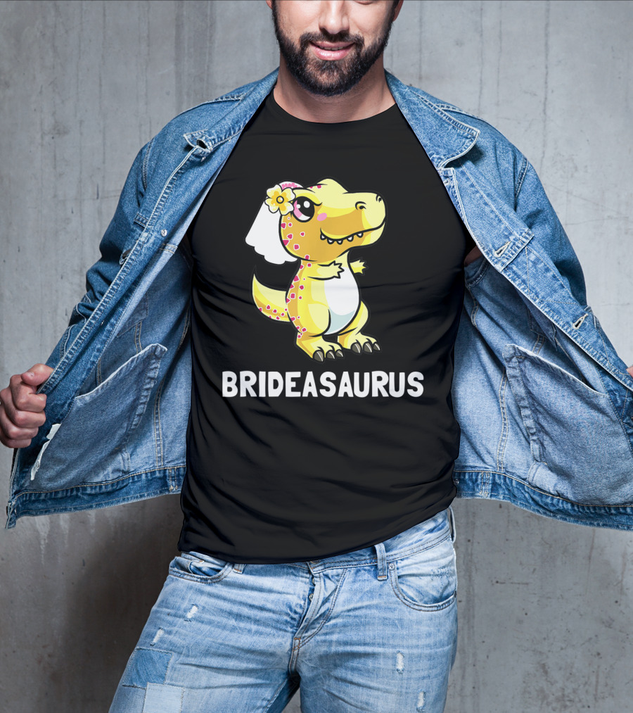 Bridesaurus Dinosaur Wedding Bride In Veil T-Shirt