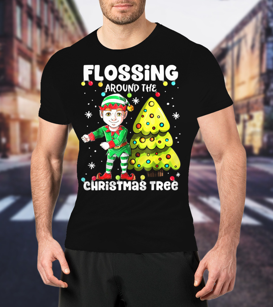 Flossing Elf Dancing Around The Christmas Tree T-Shirt