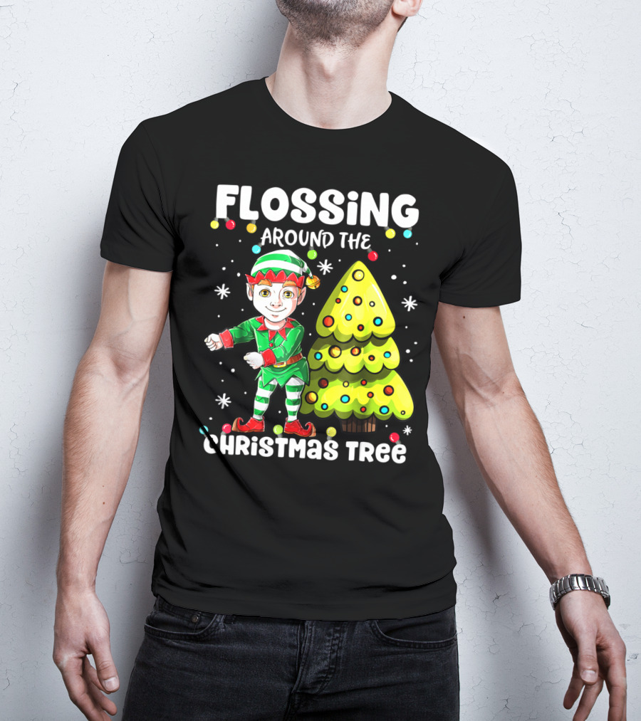 Flossing Elf Dancing Around The Christmas Tree T-Shirt