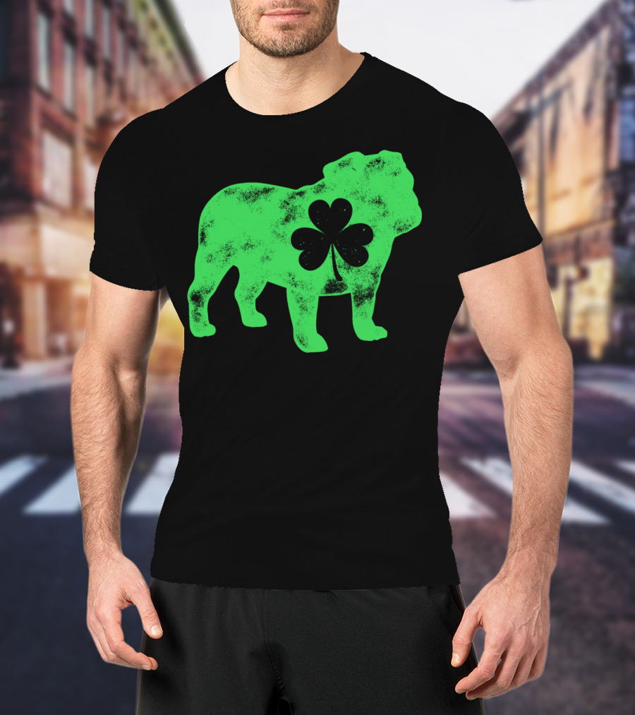 English Bulldog Shamrock St Patricks Day Men Dog T-Shirt