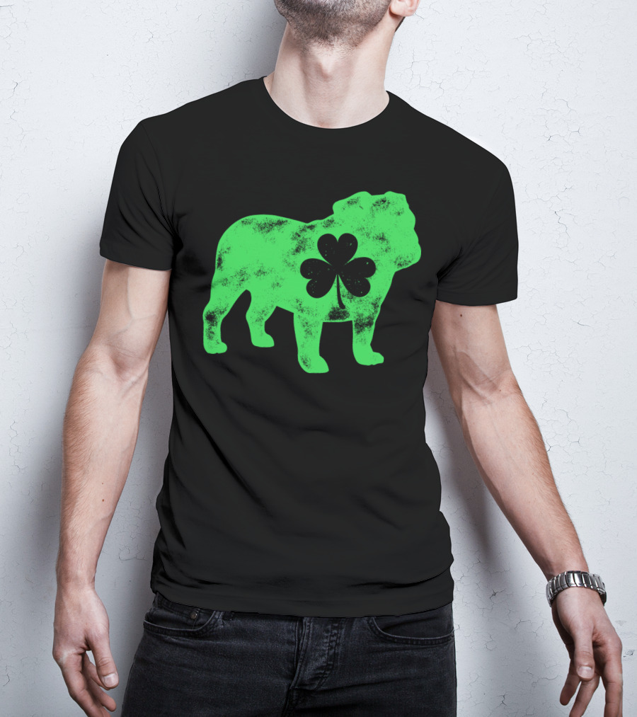 English Bulldog Shamrock St Patricks Day Men Dog T-Shirt