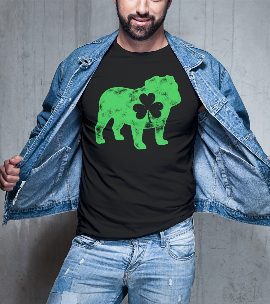 English Bulldog Shamrock St Patricks Day Men Dog T-Shirt