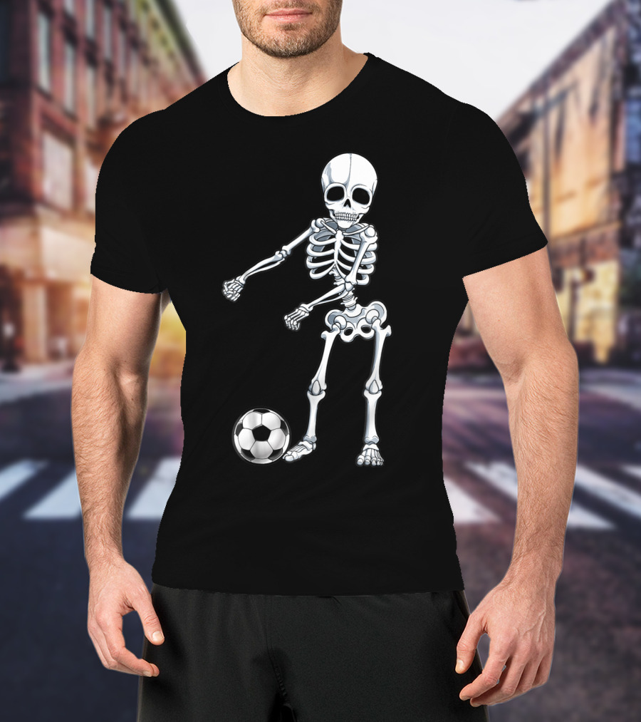 Floss Dance Skeleton Soccer Ball Boys Men Flossing Skeleton Soccer Combo T-Shirt