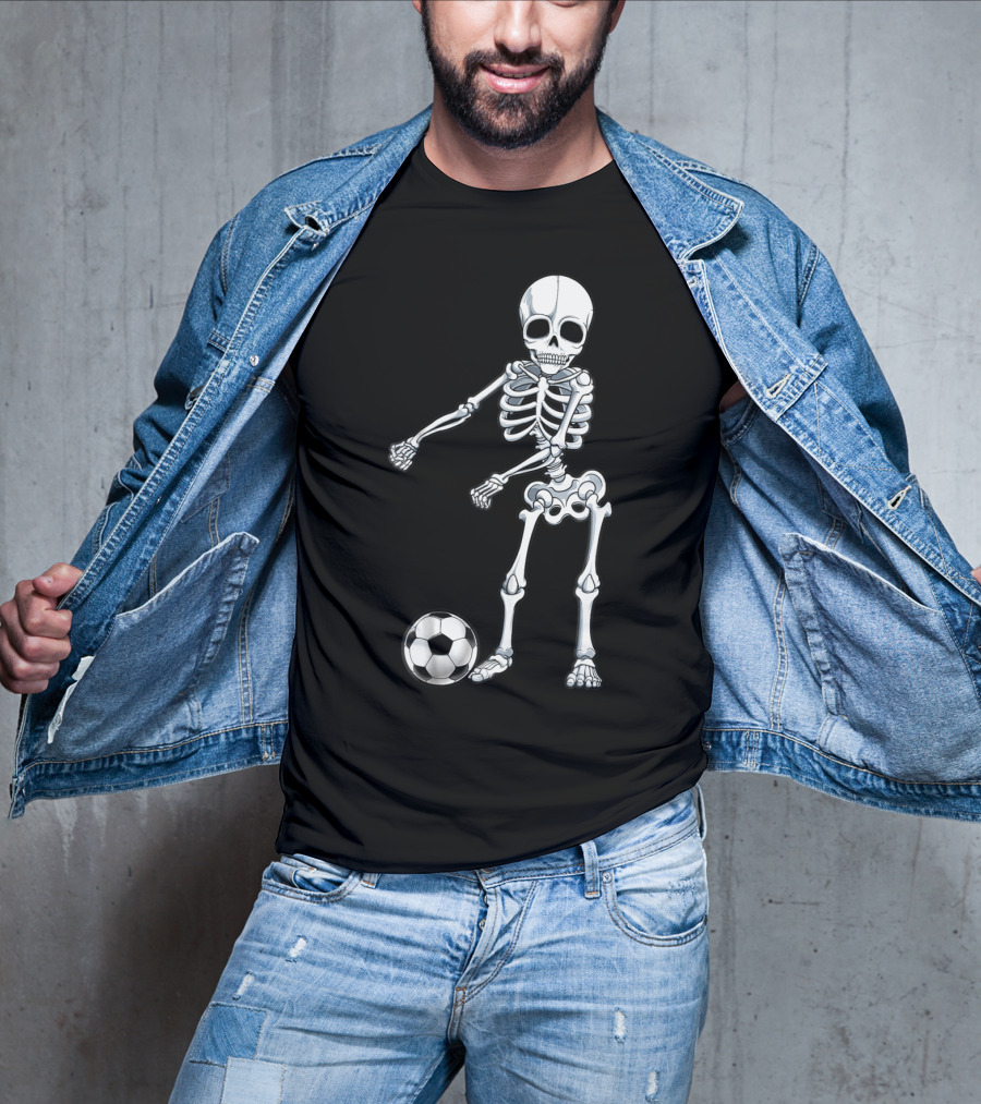 Floss Dance Skeleton Soccer Ball Boys Men Flossing Skeleton Soccer Combo T-Shirt