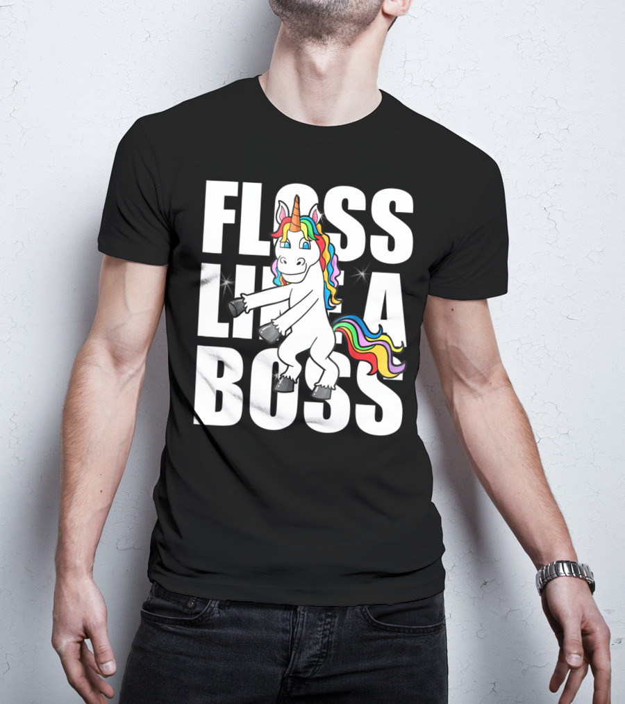 Floss Like A Boss Rainbow Unicorn Dance Girls T-Shirt