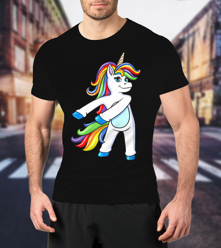 Flossing Unicorn Dance With Rainbow Mane And Tail T-Shirt