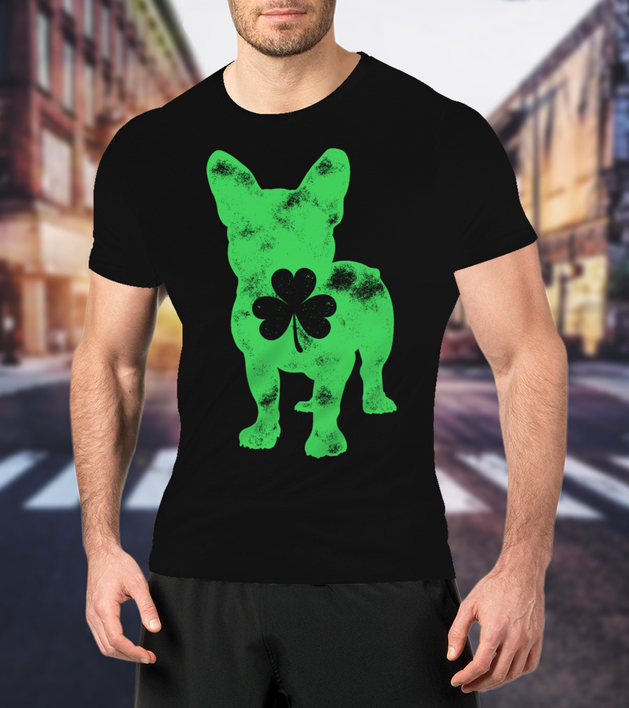 French Bulldog Shamrock St Patricks Day Men Dog T-Shirt