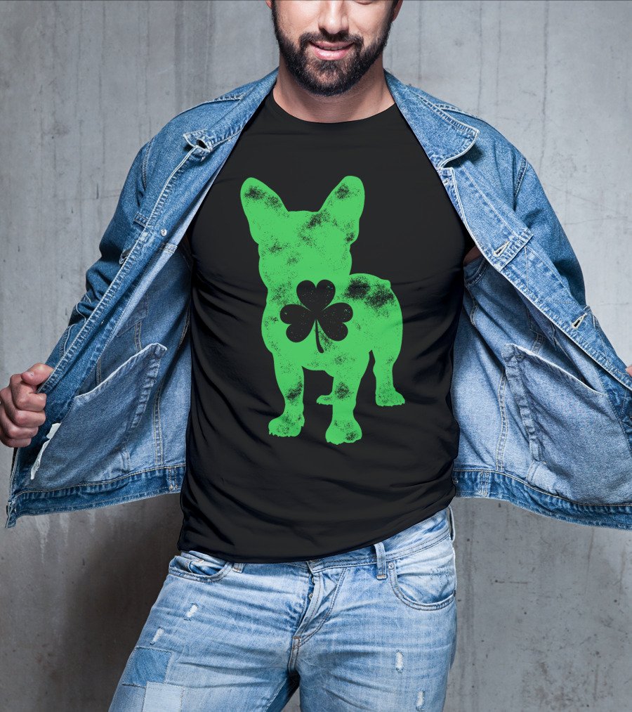 French Bulldog Shamrock St Patricks Day Men Dog T-Shirt