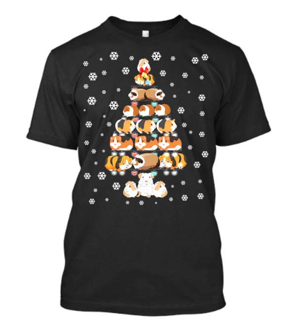 Funny Christmas Tree For Guinea Pig Lovers With Snowflake T-Shirt