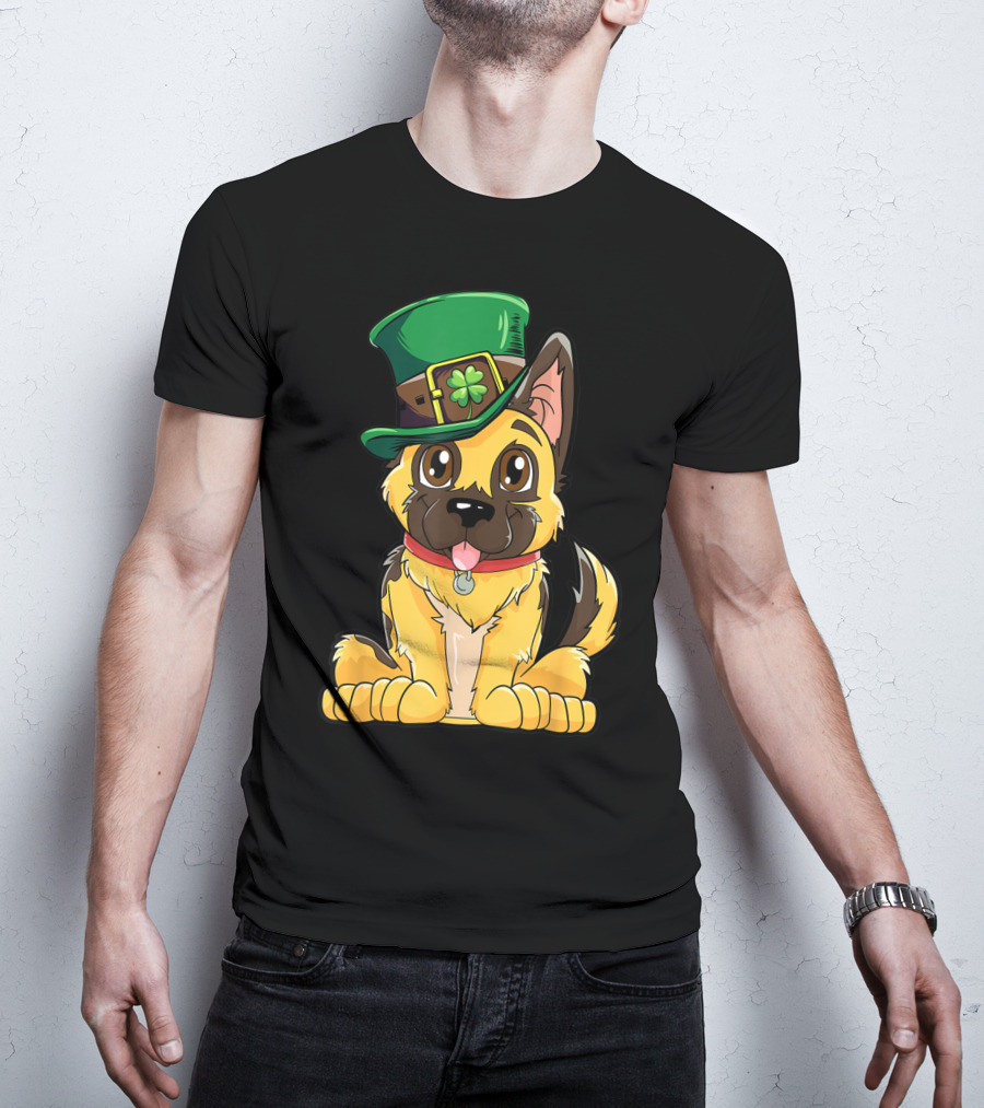 German Shepherd In Leprechaun Hat St Patricks Day Dog T-Shirt