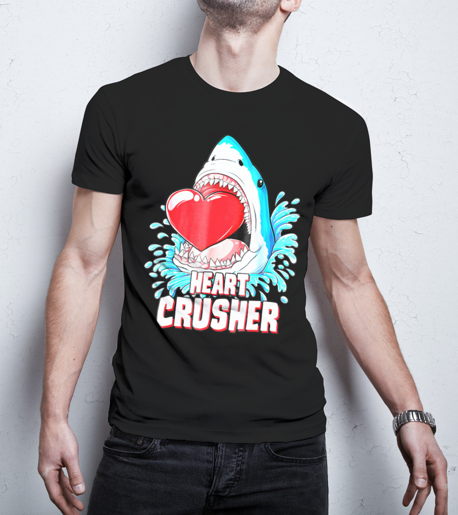 Heart Crusher Valentines Day Shark Boys Jawsome Splash T-Shirt