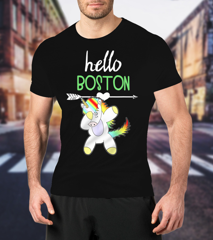 Hello Boston Dabbing Unicorn Girls T-Shirt