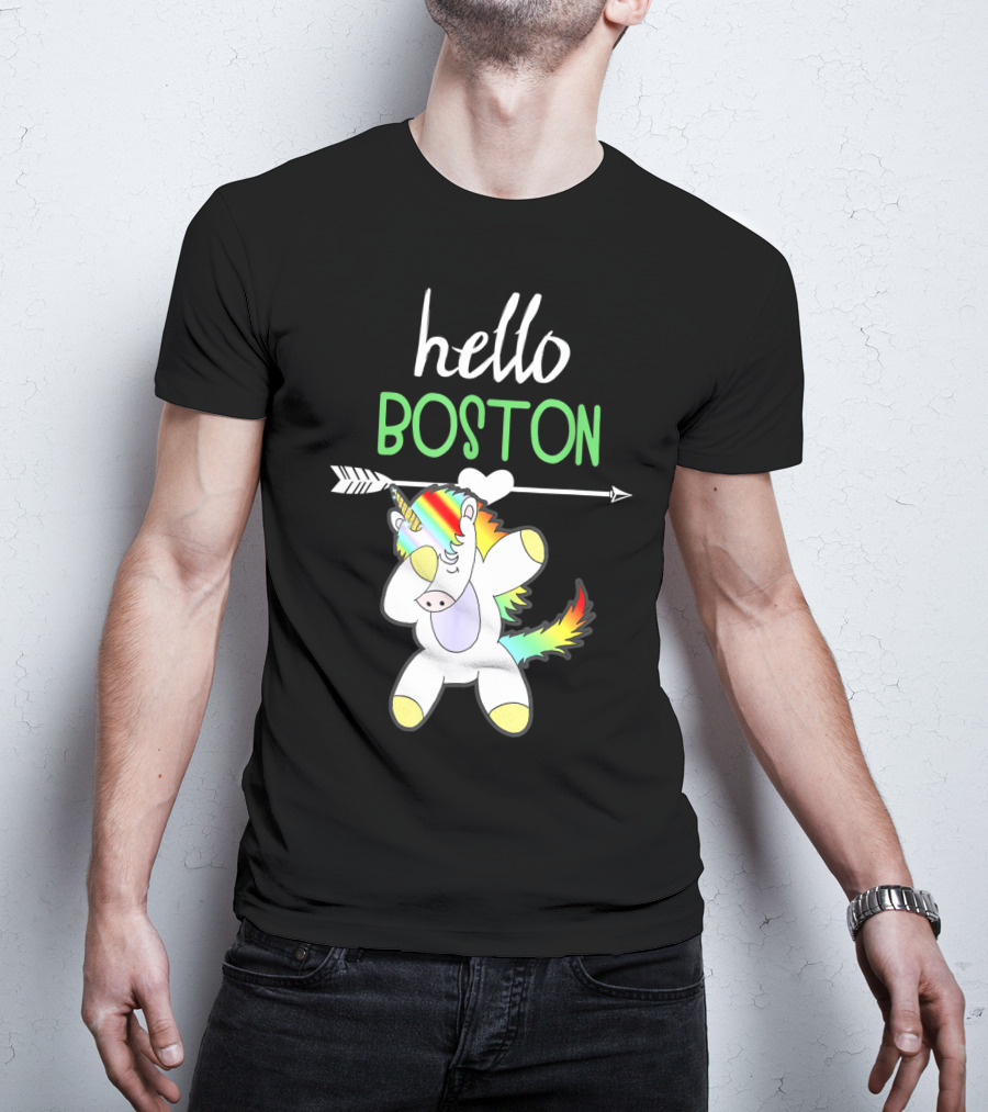 Hello Boston Dabbing Unicorn Girls T-Shirt