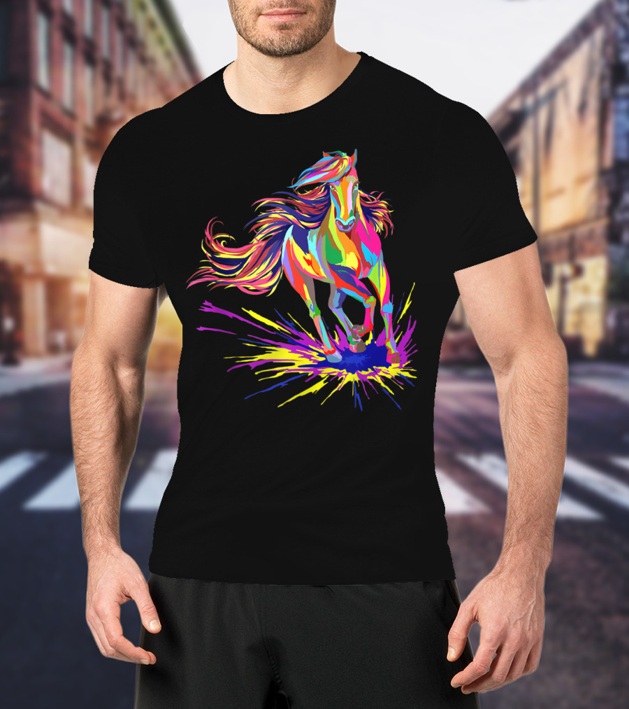 Horse Watercolor I Love Horseback Riding Funny Horse T-Shirt