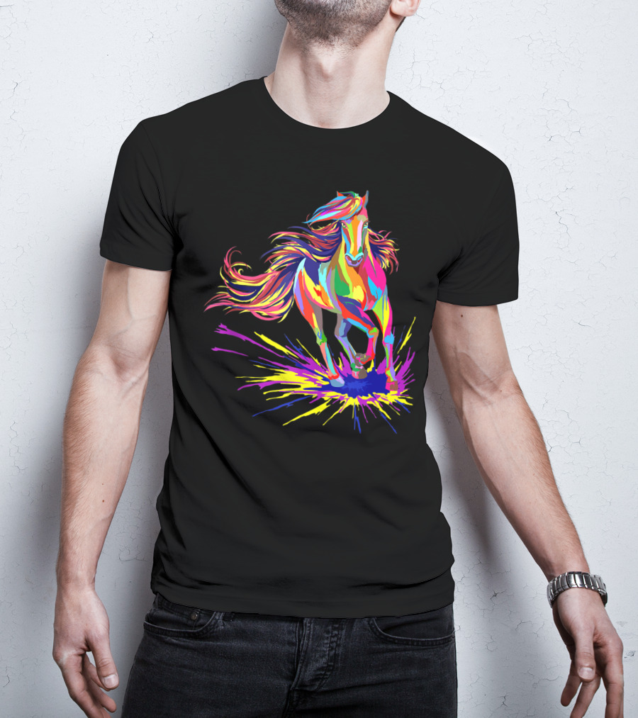 Horse Watercolor I Love Horseback Riding Funny Horse T-Shirt