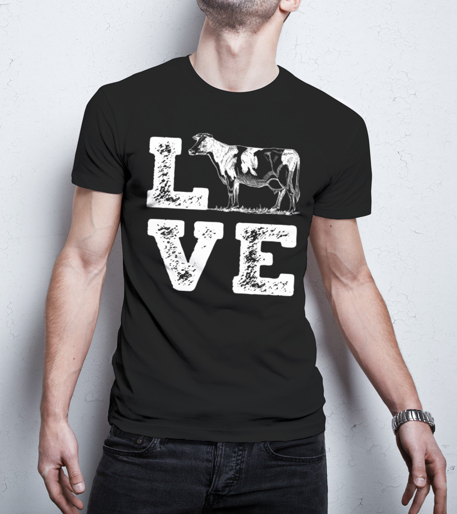 LOVE Cow I Love Cows Cow Lovers Farm Farmers T-Shirt