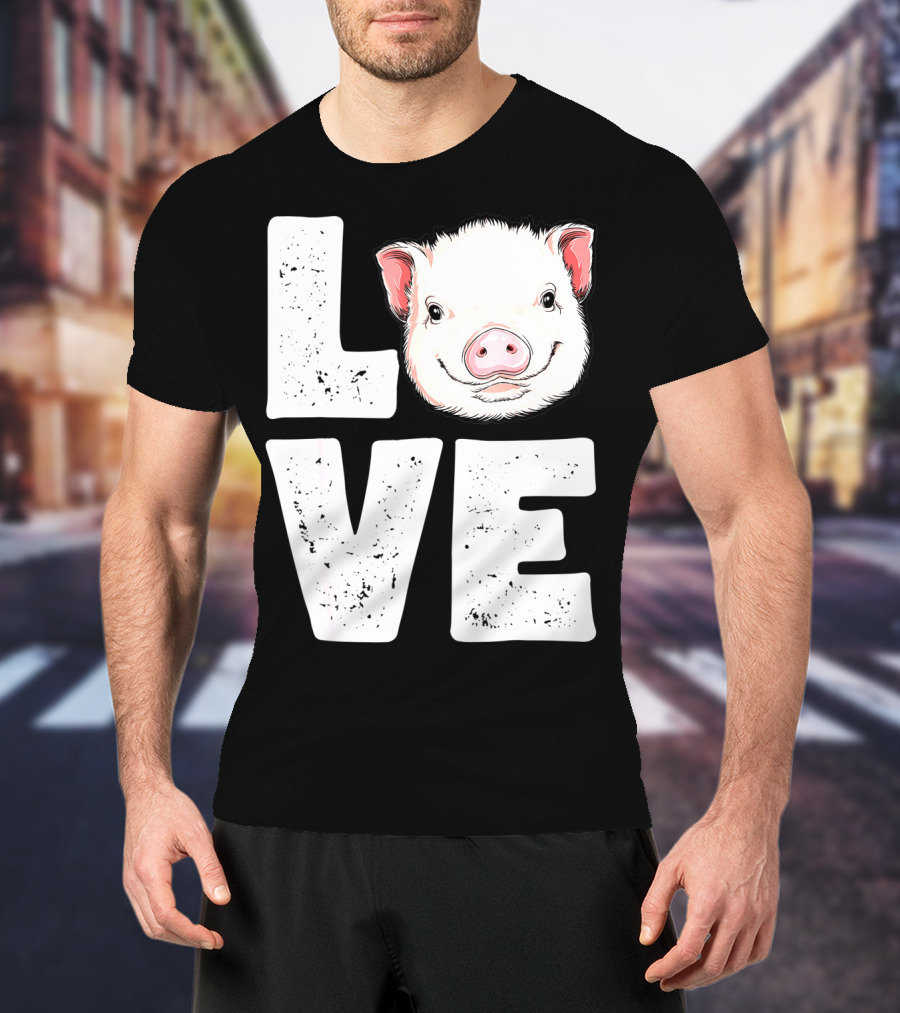Love Pig Lovers Farming Farmer Girls T-Shirt