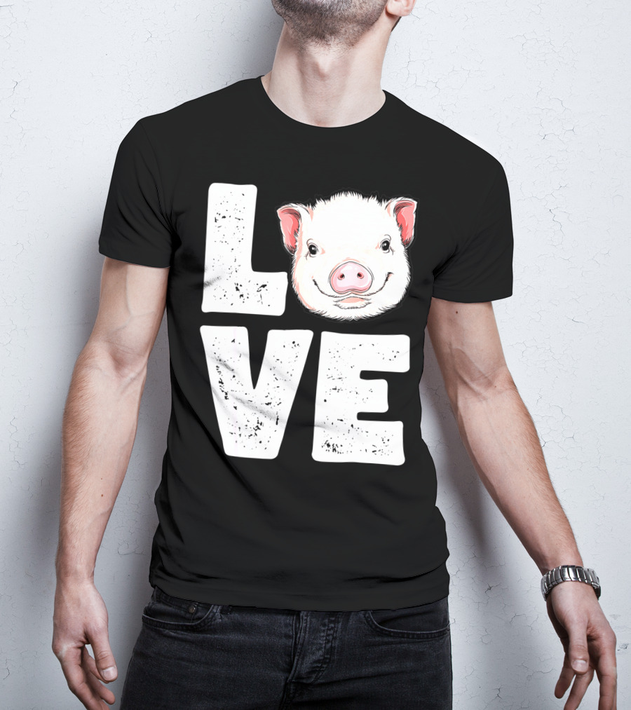 Love Pig Lovers Farming Farmer Girls T-Shirt