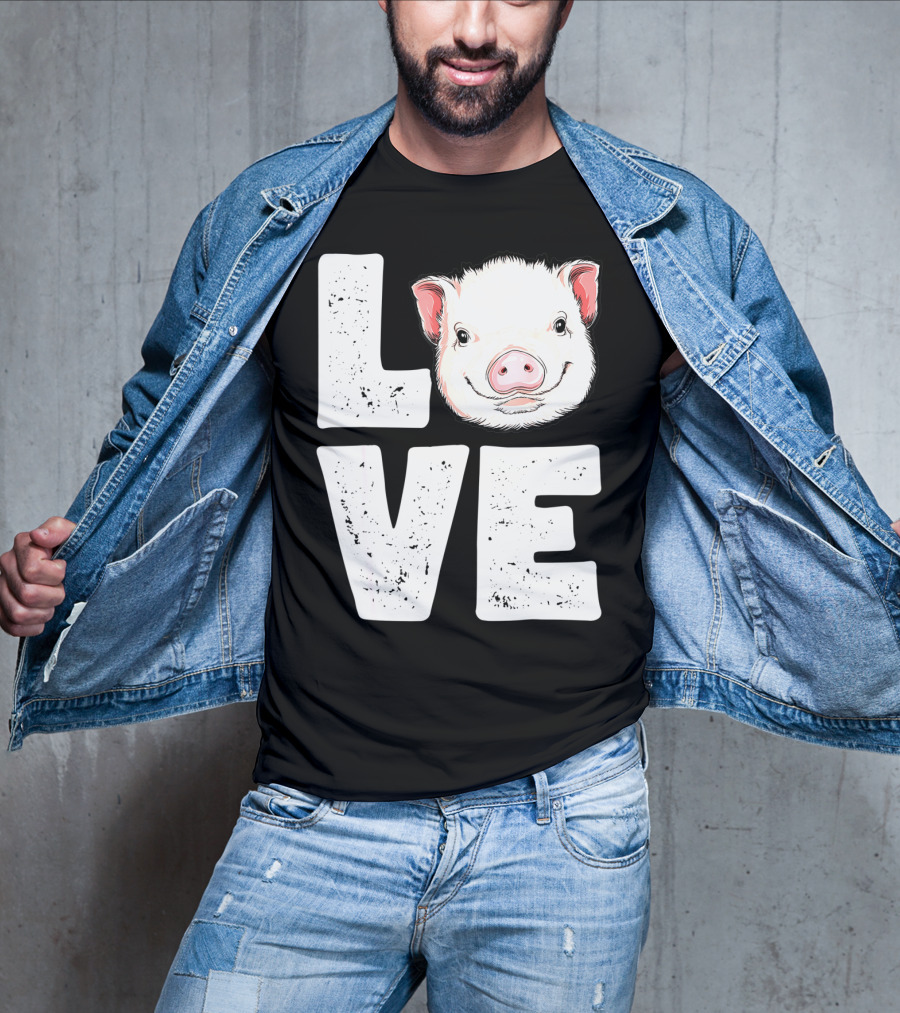 Love Pig Lovers Farming Farmer Girls T-Shirt