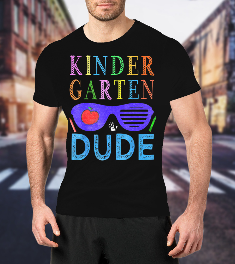 Kindergarten Dude Boys 1st First Day With Sunglasses And Apple T-Shirt