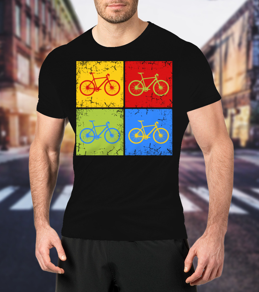 Bike Pop Art Colorful Bicycle Squares T-Shirt