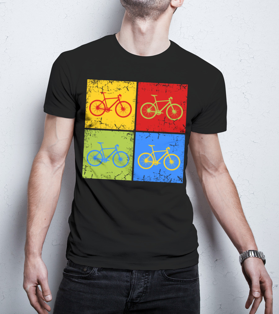 Bike Pop Art Colorful Bicycle Squares T-Shirt