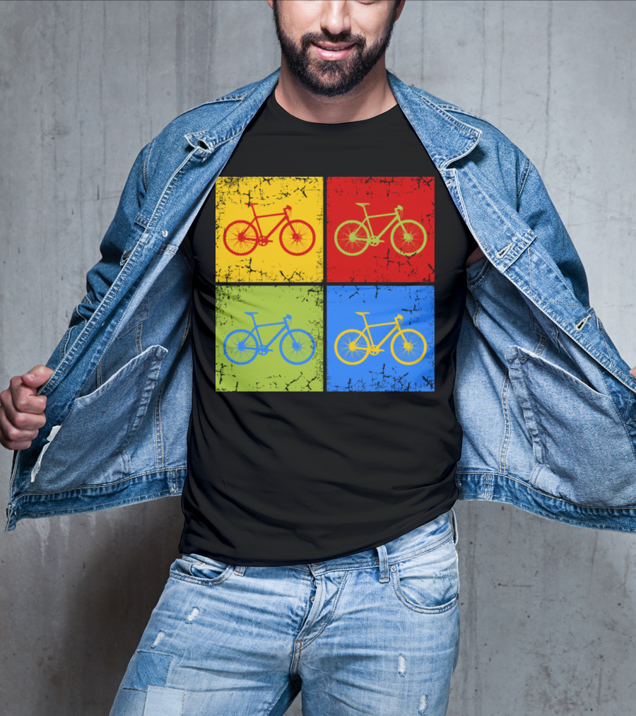 Bike Pop Art Colorful Bicycle Squares T-Shirt