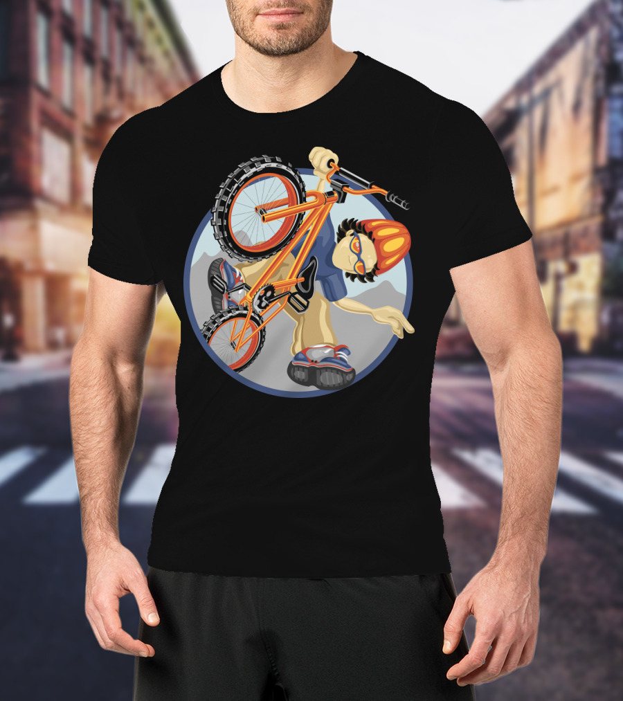 BMX Boy Extreme Stunt Rider With Helmet And Sunglasses T-Shirt