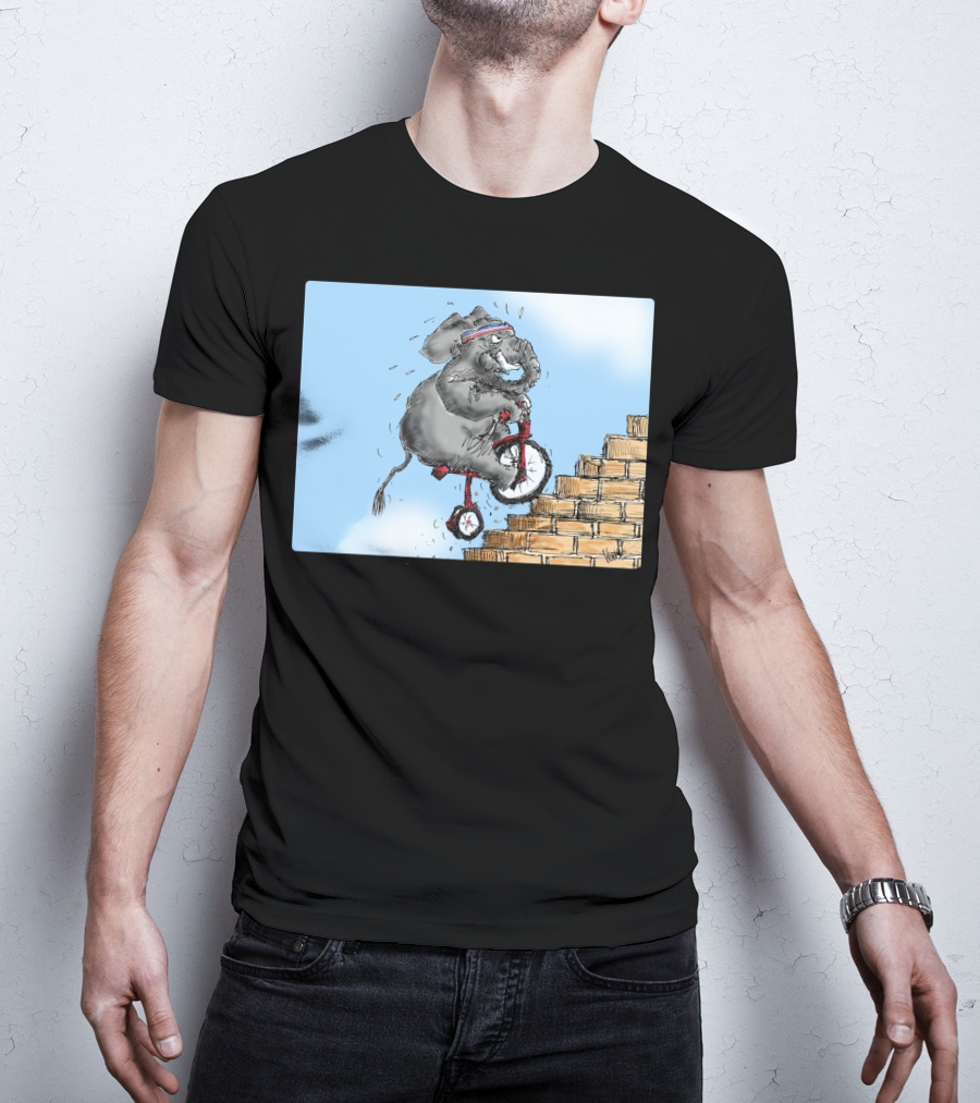 Challenge Accepted Elephant On Unicycle Climbing Stairs T-Shirt