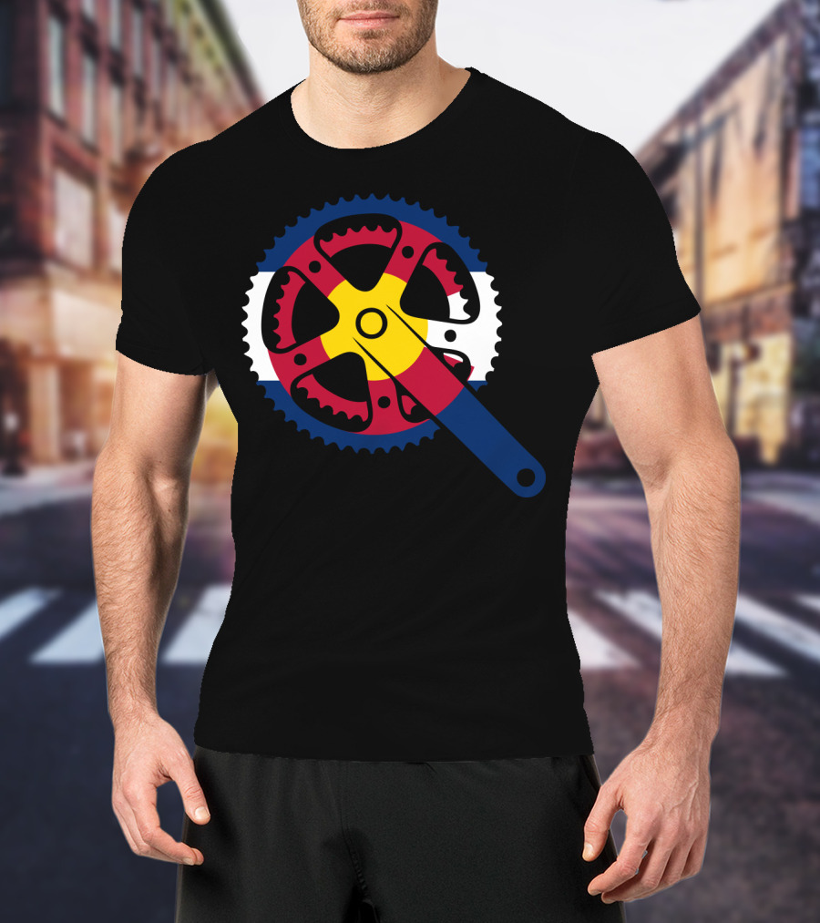Colorado Bicycle Chainring With State Flag Colors T-Shirt