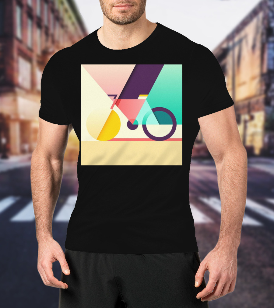 Colourful Geometric Bicycle Abstraction T-Shirt