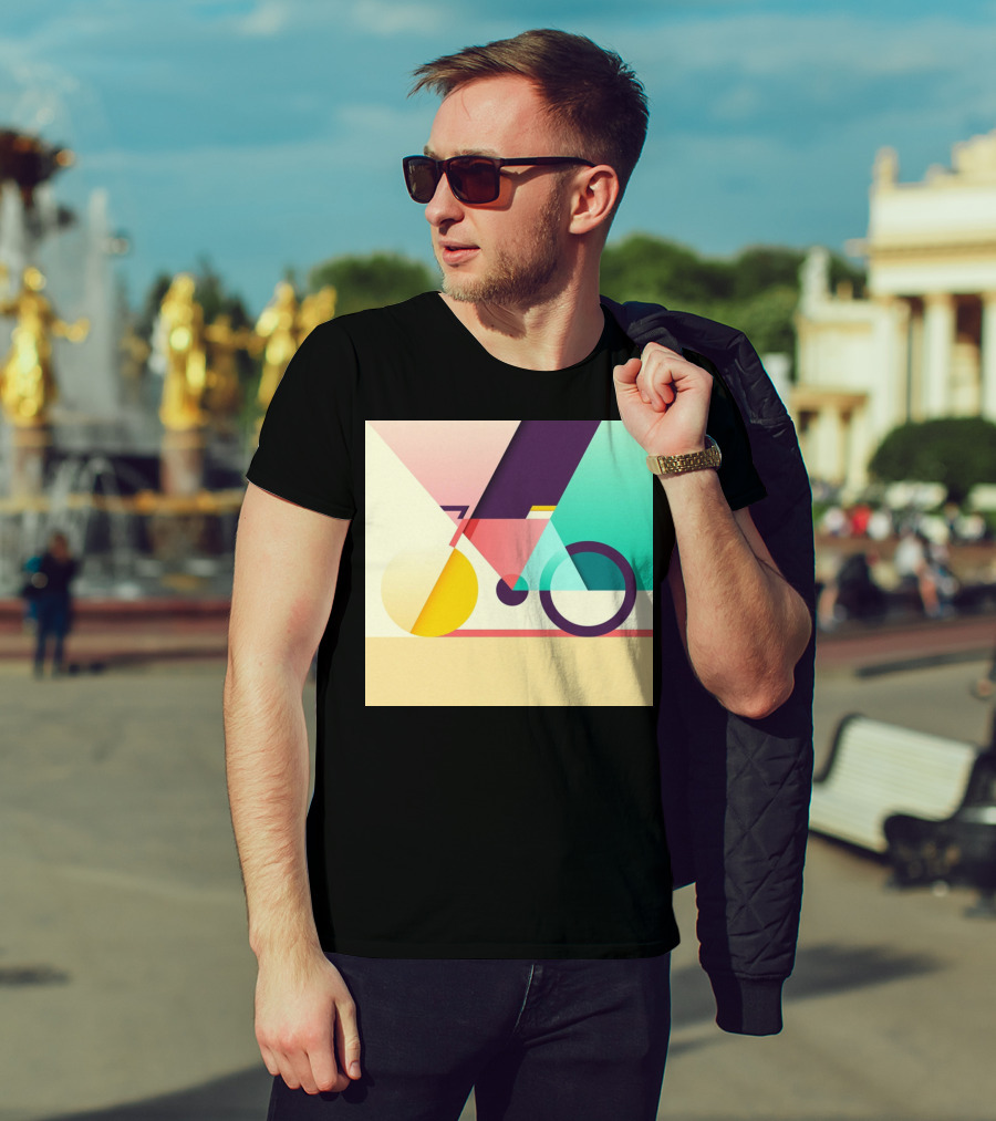 Colourful Geometric Bicycle Abstraction T-Shirt