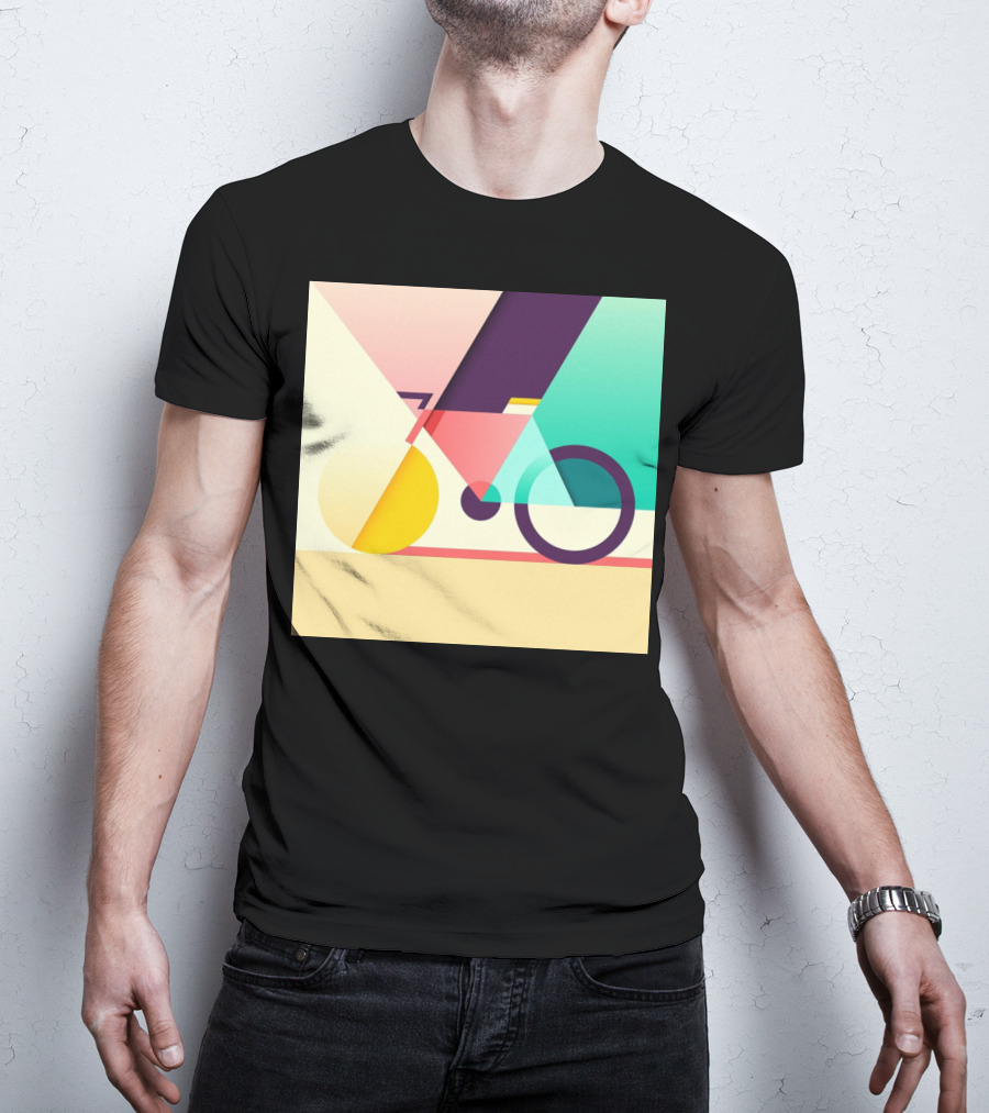 Colourful Geometric Bicycle Abstraction T-Shirt