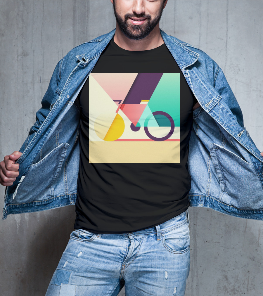 Colourful Geometric Bicycle Abstraction T-Shirt