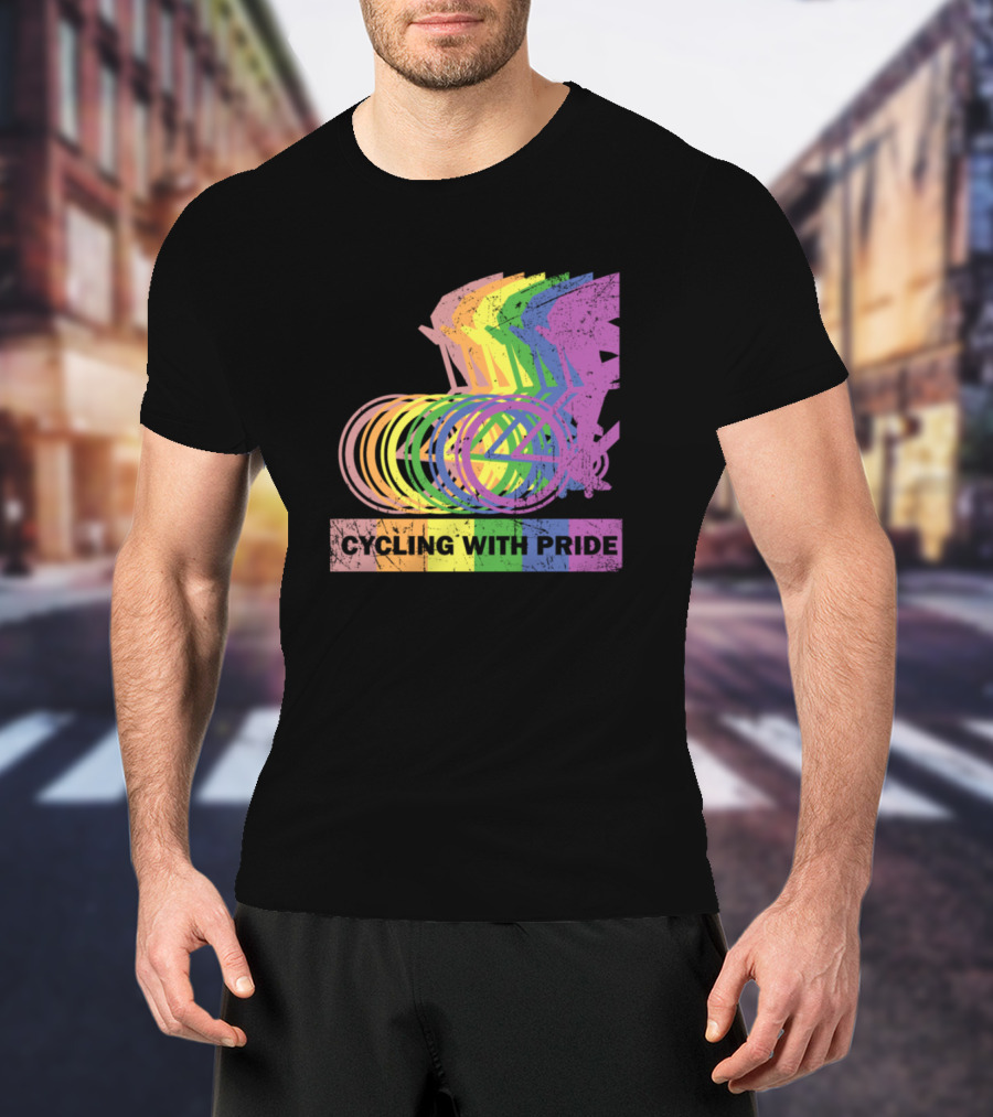 Cycling With Pride Christopher Street Rainbow Bicycle T-Shirt
