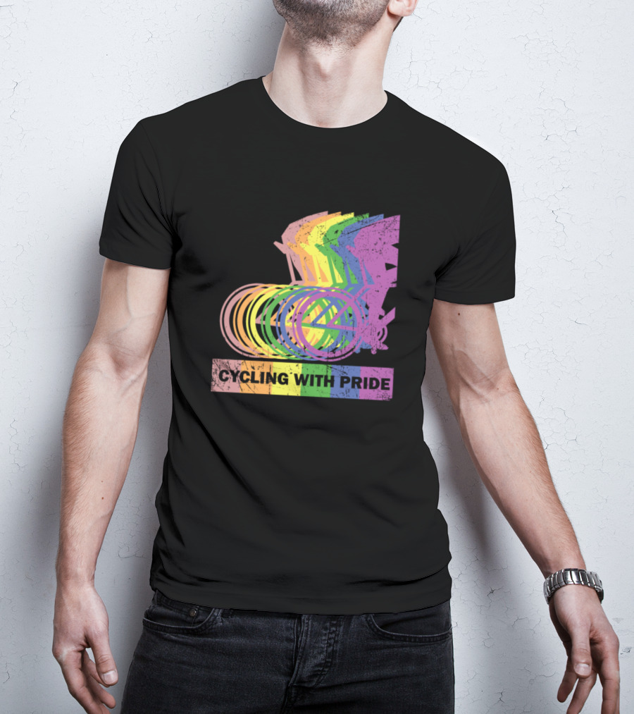 Cycling With Pride Christopher Street Rainbow Bicycle T-Shirt