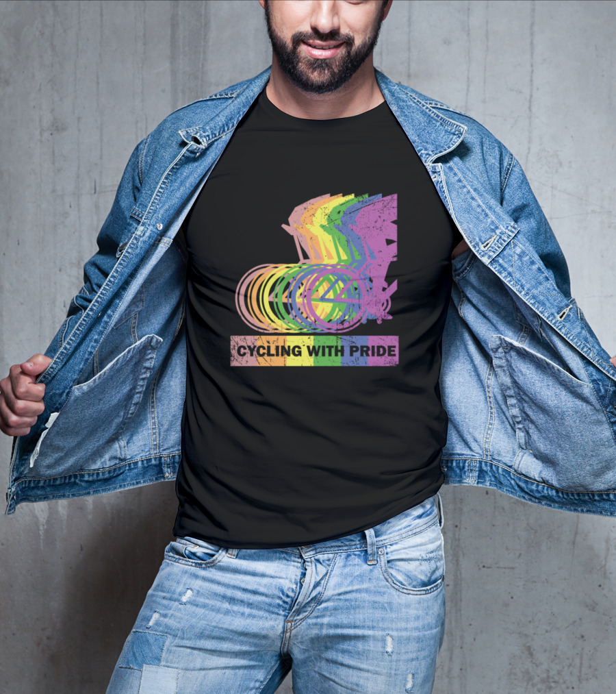 Cycling With Pride Christopher Street Rainbow Bicycle T-Shirt
