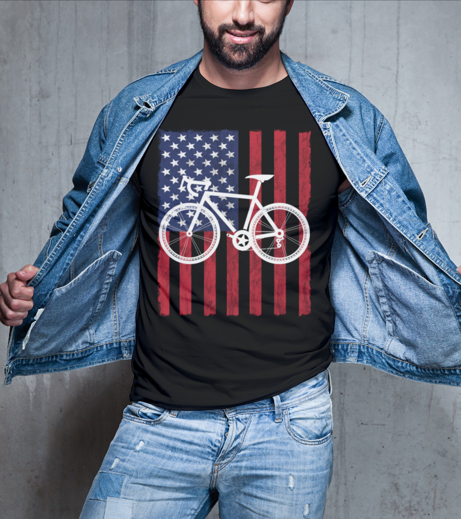 USA Flag Bicycle T-Shirt