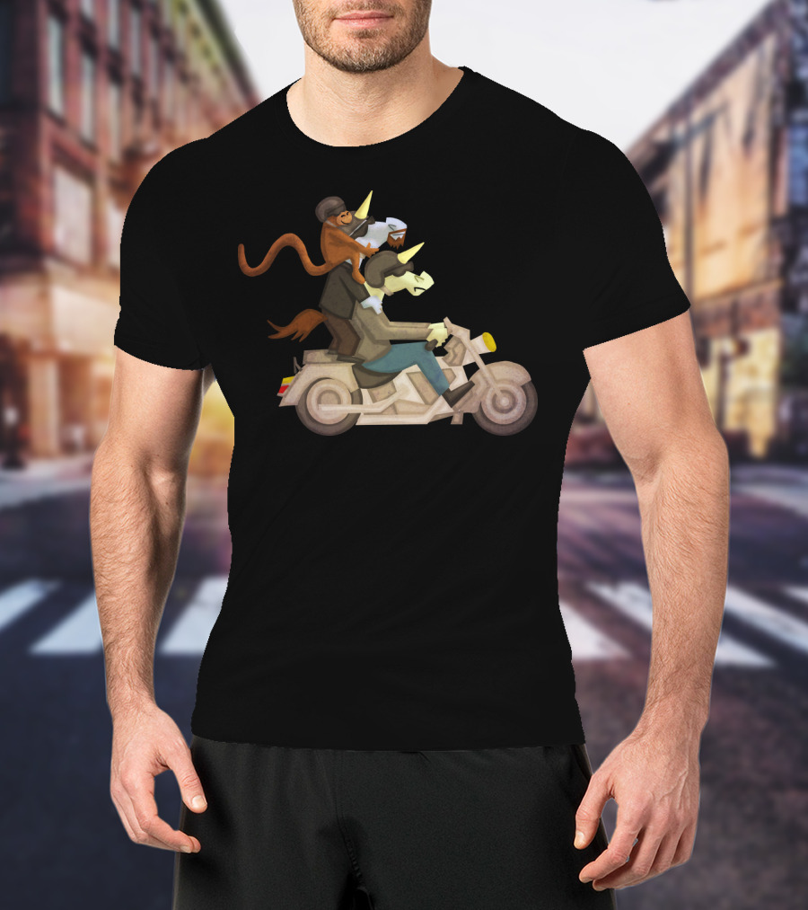 Free Ride Unicorn Monkey Motorcycle Adventure T-Shirt