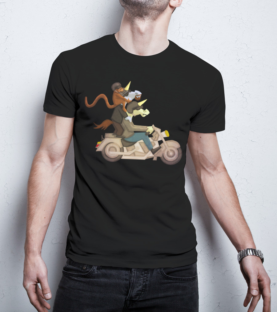 Free Ride Unicorn Monkey Motorcycle Adventure T-Shirt