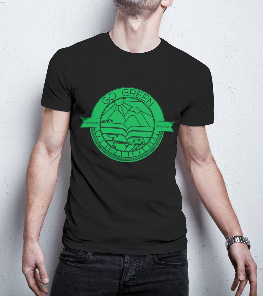 Go Green Outdoors Activities Mountain Cycling Scenery T-Shirt