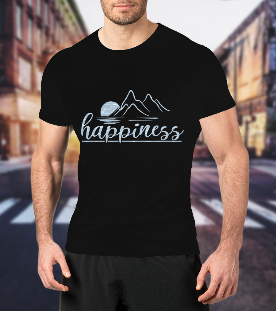 Happiness Mountains And Moon Scene T-Shirt