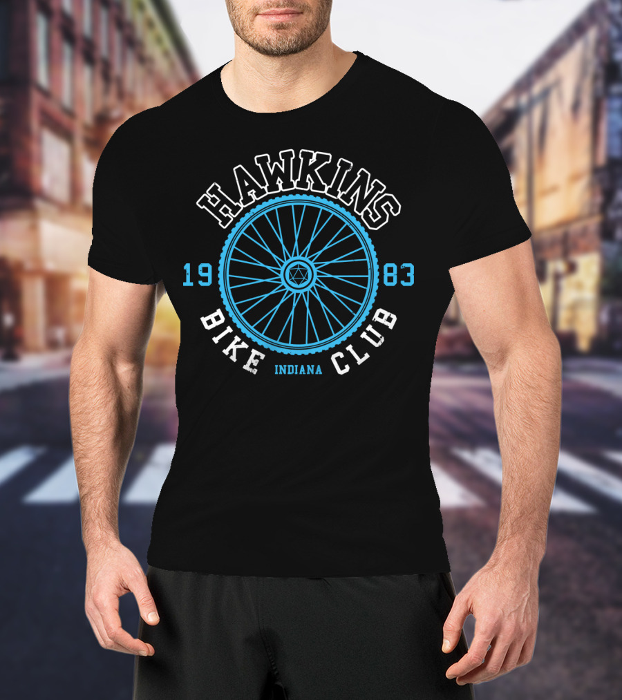 Hawkins Bike Club 1983 Indiana Wheel Emblem T-Shirt