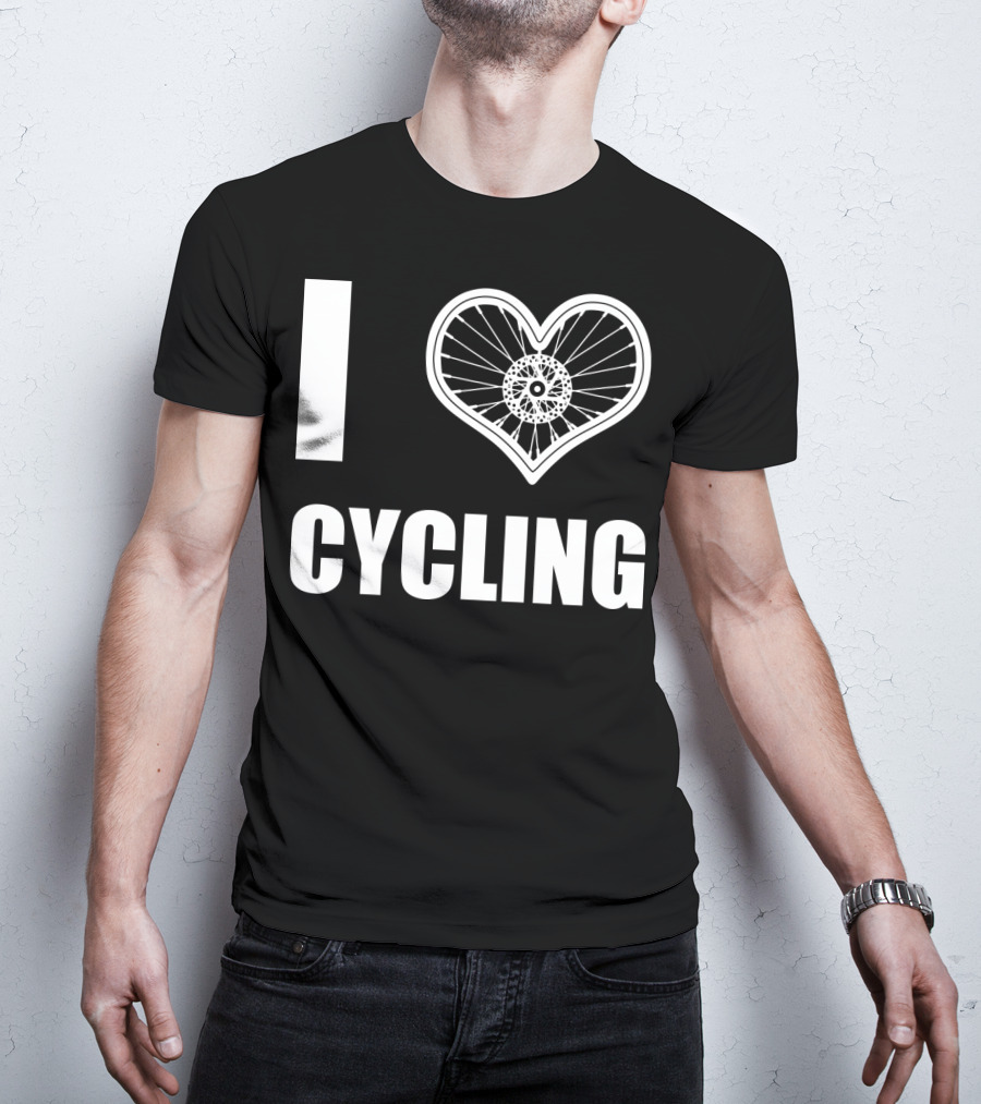 I Love Cycling Bicycle Wheel Heart T-Shirt