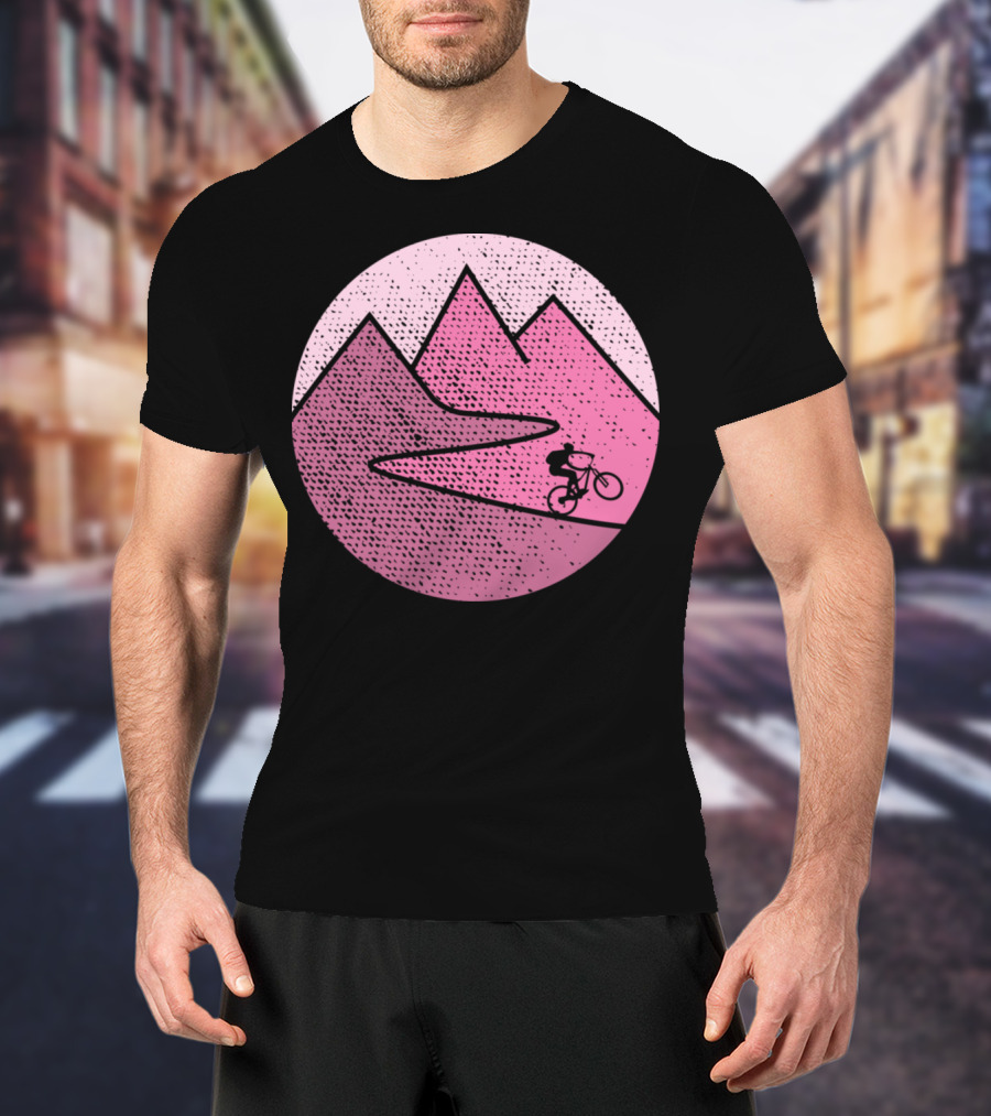 Mountain Bike Cycling Scenic Adventure In Pink Mountains T-Shirt
