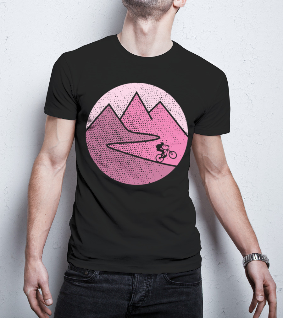Mountain Bike Cycling Scenic Adventure In Pink Mountains T-Shirt
