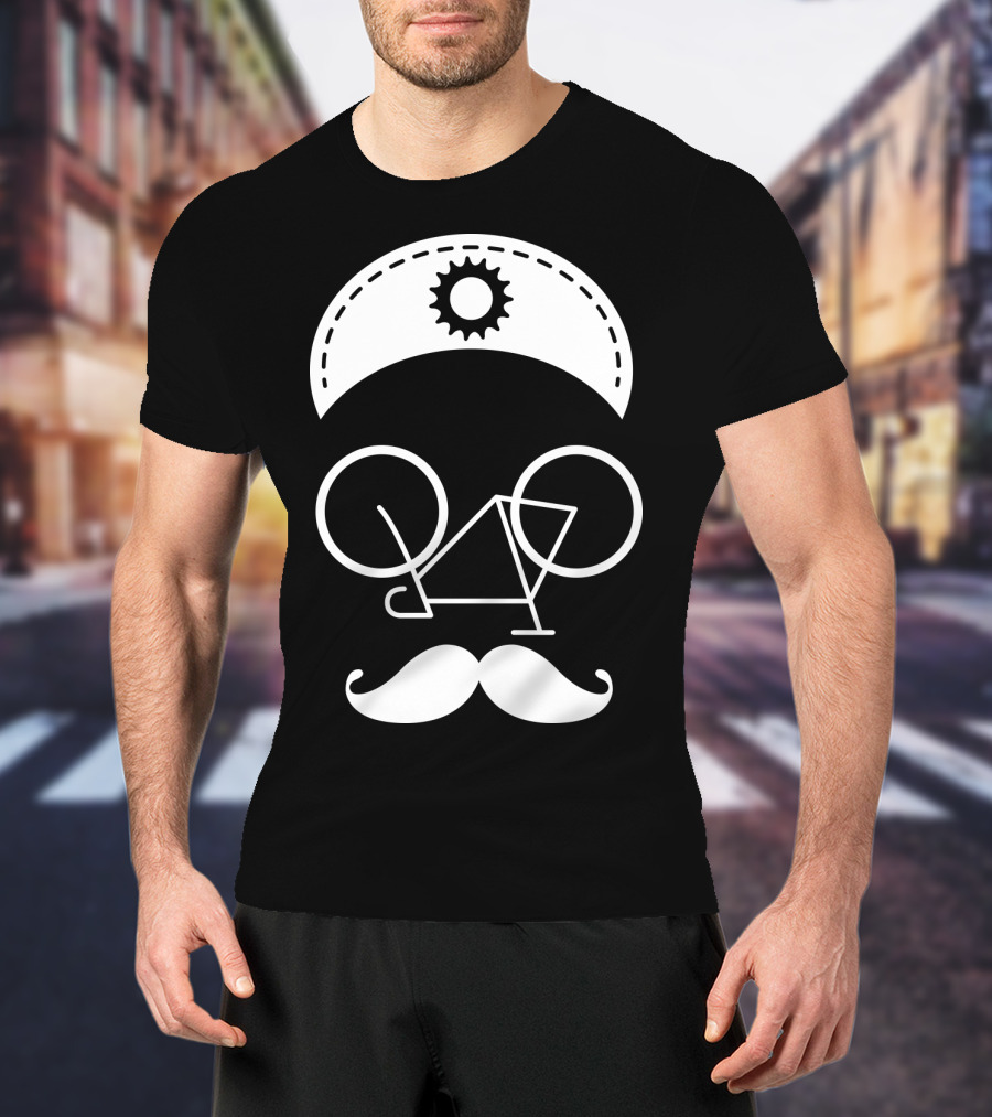 Bicycle Mustache Face Helmet Gear T-Shirt
