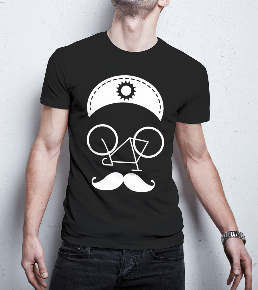 Bicycle Mustache Face Helmet Gear T-Shirt